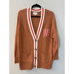 Aerie Varsity Letterman Cardigan Sweater Oversized Button Front‎ Pockets Sz XS